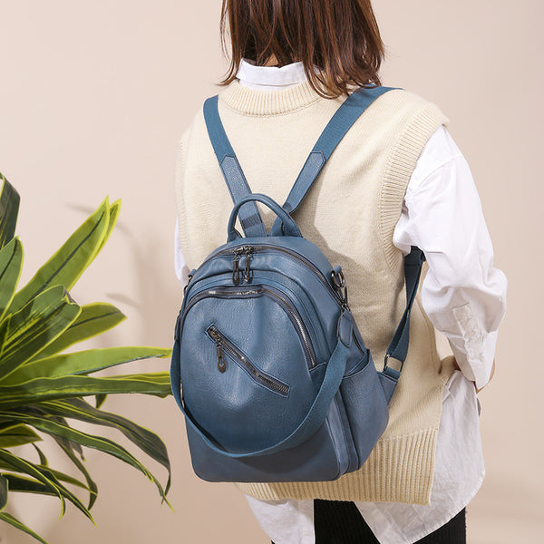 Mochila Escolar de Cuero PU Suave - Capacidad Grande Multiusos
