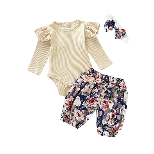 Conjunto de 3 Piezas Infantil con Pantalón Floral de Manga Larga - Image 13