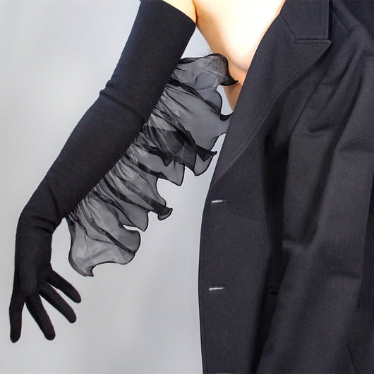 Guantes de Cachemira Extra Largos con Detalle Organza Onda - Image 10