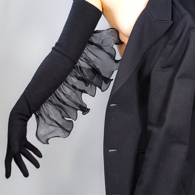 Guantes de Cachemira Extra Largos con Detalle Organza Onda - Image 2