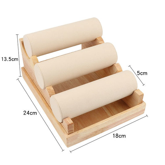 Expositor de Pulseras en Madera Maciza de Tres Niveles Desmontable - Image 2