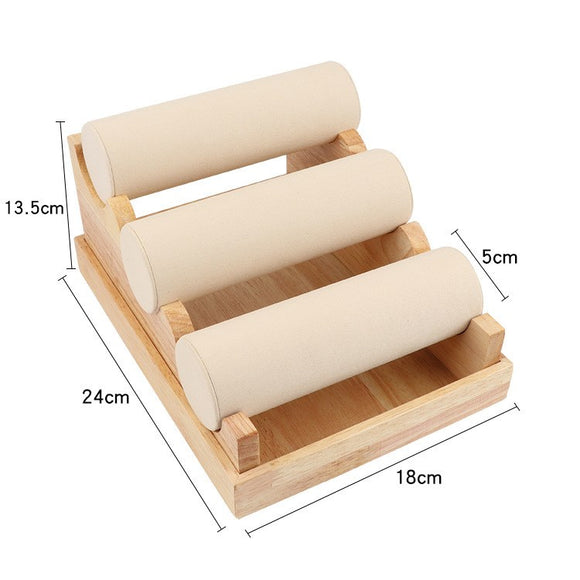 Expositor de Pulseras en Madera Maciza de Tres Niveles Desmontable
