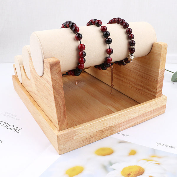 Expositor de Pulseras en Madera Maciza de Tres Niveles Desmontable