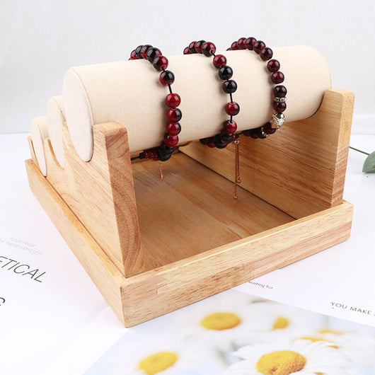 Expositor de Pulseras en Madera Maciza de Tres Niveles Desmontable