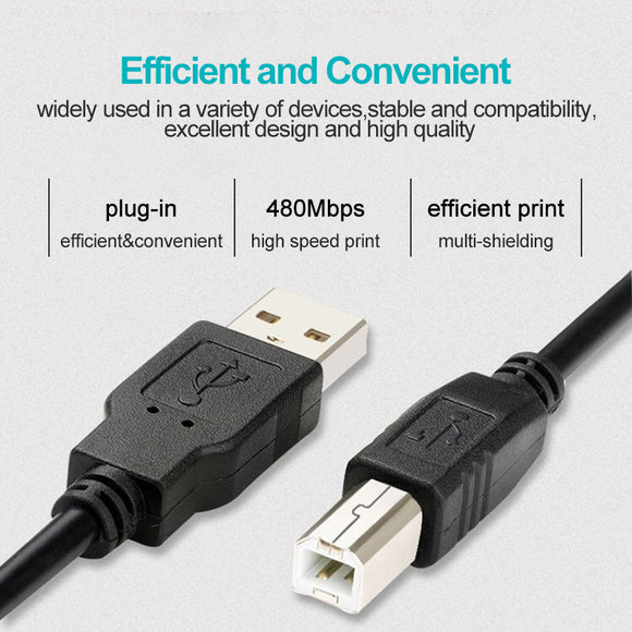 Cable USB para Impresora en Cobre Puro Negro