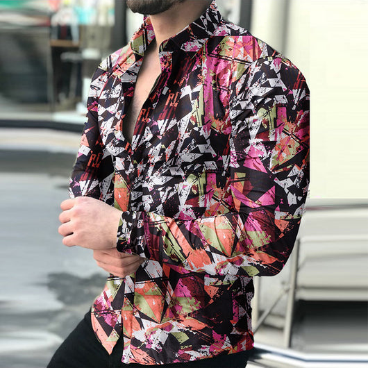 Camisa Casual Estampada de Manga Larga para Hombre - Image 4