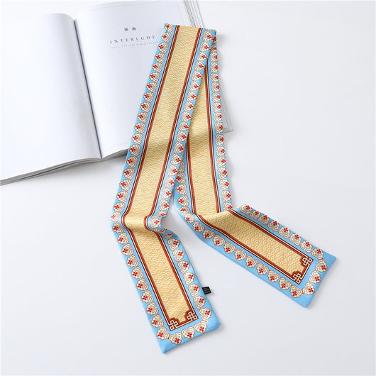 Pañuelo de Seda Estampado Largo y Angosto para Mujer - Image 23