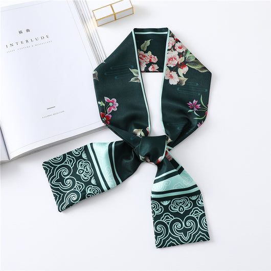 Pañuelo de Seda Estampado Largo y Angosto para Mujer - Image 34