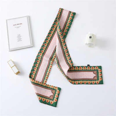 Pañuelo de Seda Estampado Largo y Angosto para Mujer - Image 35