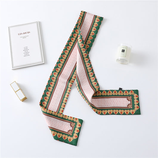 Pañuelo de Seda Estampado Largo y Angosto para Mujer - Image 35