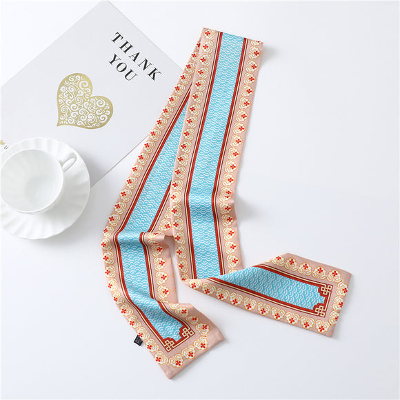 Pañuelo de Seda Estampado Largo y Angosto para Mujer