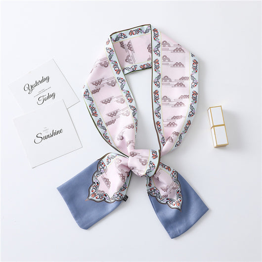 Pañuelo de Seda Estampado Largo y Angosto para Mujer - Image 3