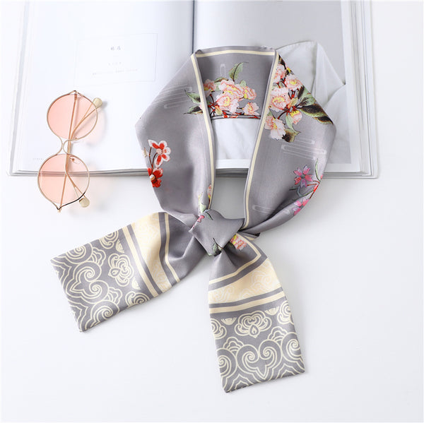 Pañuelo de Seda Estampado Largo y Angosto para Mujer