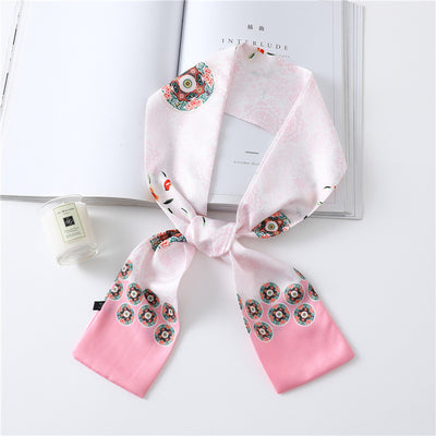 Pañuelo de Seda Estampado Largo y Angosto para Mujer - Image 9