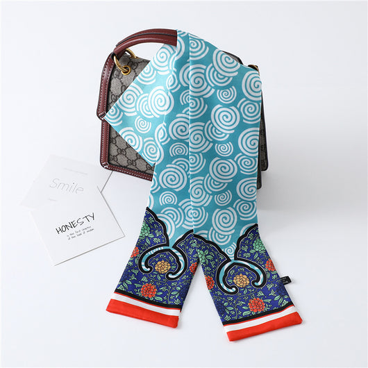 Pañuelo de Seda Estampado Largo y Angosto para Mujer - Image 14