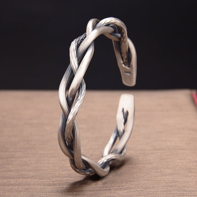 Pulsera de Plata Esterlina Retro Trenzada Triple - Lujo Accesible y Elegancia Atemporal - Image 10