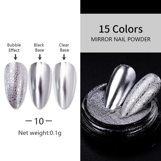 Polvo Espejo Láser Plateado para Nail Art - Acabado Metal Brillante - Image 19