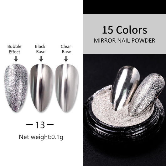 Polvo Espejo Láser Plateado para Nail Art - Acabado Metal Brillante - Image 26