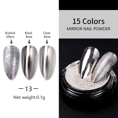 Polvo Espejo Láser Plateado para Nail Art - Acabado Metal Brillante - Image 11