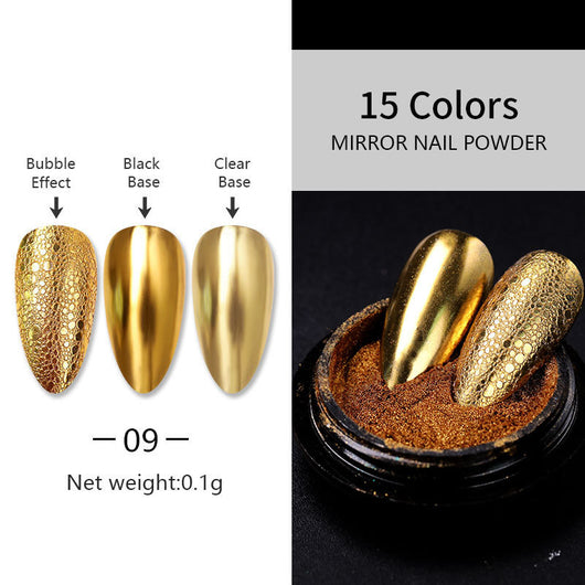 Polvo Espejo Láser Plateado para Nail Art - Acabado Metal Brillante - Image 12