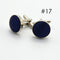 Men's Solid Color Metal Yarn-Dyed Mercerized Cloth Cufflinks Dark Azul