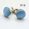 Men's Solid Color Metal Yarn-Dyed Mercerized Cloth Cufflinks Sky Azul