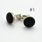 Men's Solid Color Metal Yarn-Dyed Mercerized Cloth Cufflinks Negro