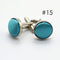 Men's Solid Color Metal Yarn-Dyed Mercerized Cloth Cufflinks Water Azul
