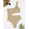 Traje de Baño Enterizo Monocolor Asimétrico Bicolor sin Cintura