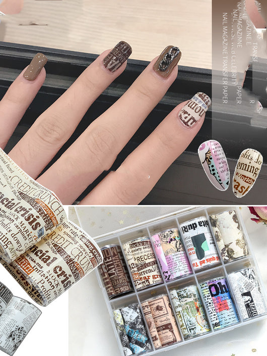 Revista de Calcomanías para Uñas Estilo Japonés con Letras y Estrellas - Image 10