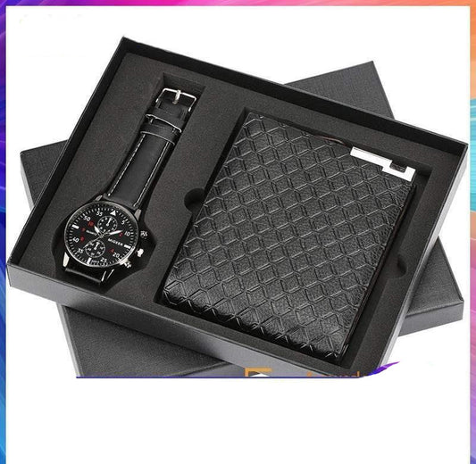 Reloj y Cartera para Hombre - Set de Regalo Elegante con Movimiento Cuarzo