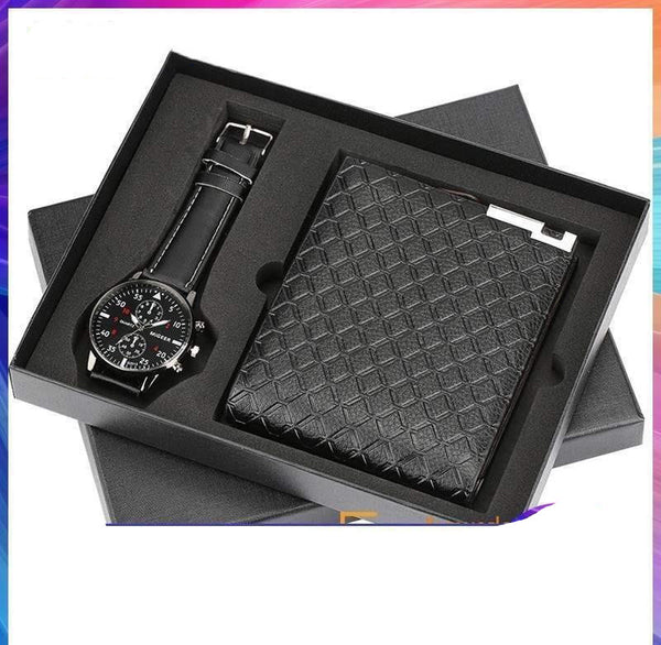 Reloj y Cartera para Hombre - Set de Regalo Elegante con Movimiento Cuarzo