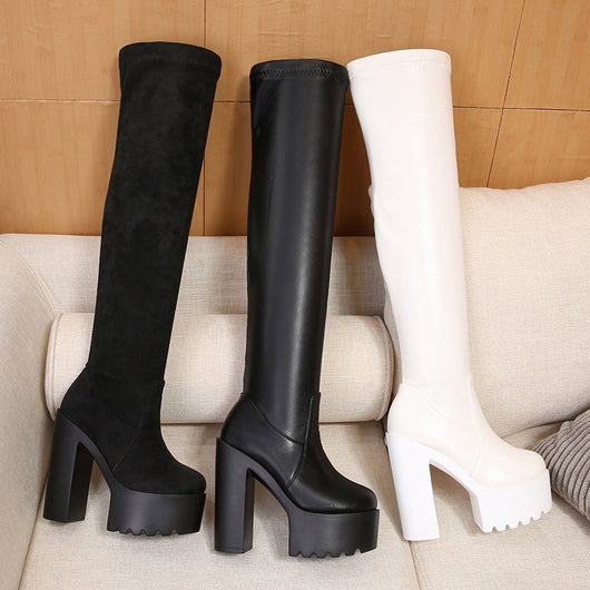 Botas Altas Over The Knee con Tacón Grueso para Mujer