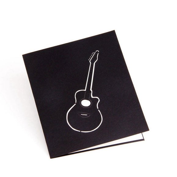 Tarjeta de Cumpleaños 3D Guitarra Tallada a Mano - Regalo Creativo Artesanal