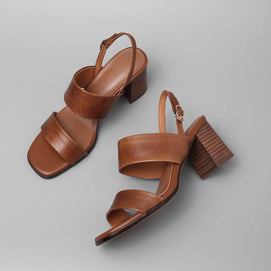 Sandalias de Tacón Cuadrado Grueso con Punta Cuadrada y Hebilla - Diseño Piel de Oveja - Image 11
