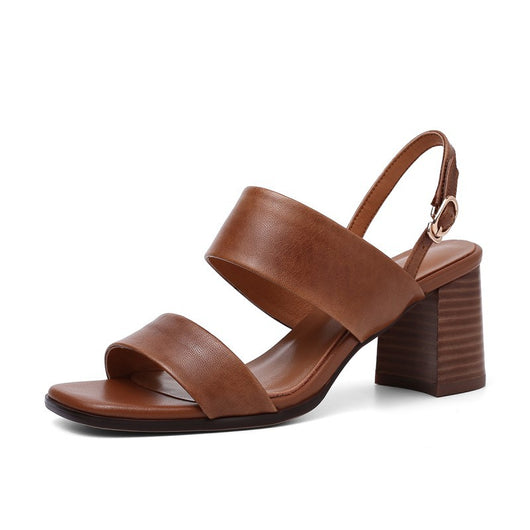 Sandalias de Tacón Cuadrado Grueso con Punta Cuadrada y Hebilla - Diseño Piel de Oveja - Image 8