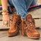 Botas Cortas de Invierno con Cordones y Flecos - Suela Gruesa para Mujer