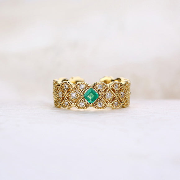 Anillo Esmeralda Verde Plata Joyería Japonesa