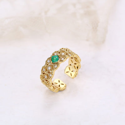 Anillo Esmeralda Verde Plata Joyería Japonesa