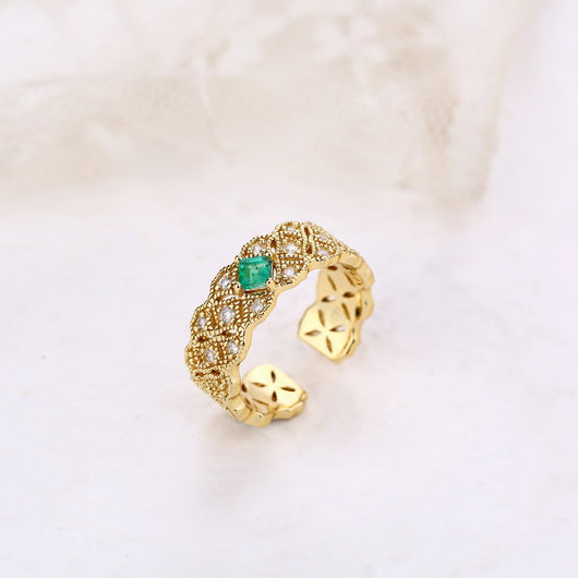 Anillo Esmeralda Verde Plata Joyería Japonesa