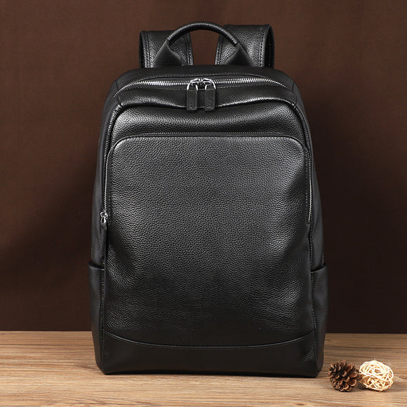 Mochila de Cuero Genuino Gran Capacidad para Hombre