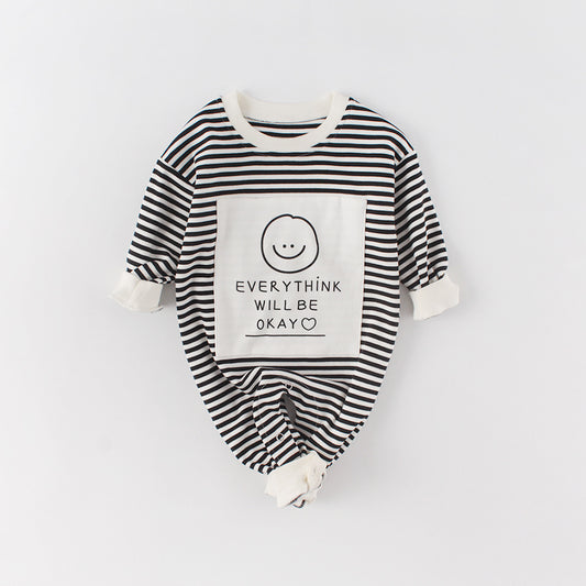 Pijama Mameluco Primavera Bebé con Cara Sonriente Manga Larga - Image 2