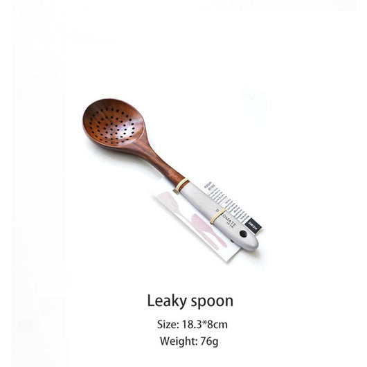 Set de Utensilios de Cocina en Madera de Teca Sólida con Mango Largo Antiadherente - Image 18