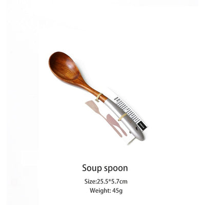 Set de Utensilios de Cocina en Madera de Teca Sólida con Mango Largo Antiadherente - Image 6