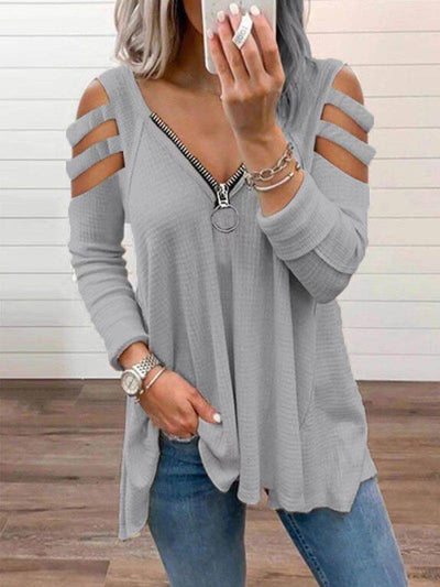 Blusa Fresca de Escote V con Cierre y Mangas Cortas - Image 4