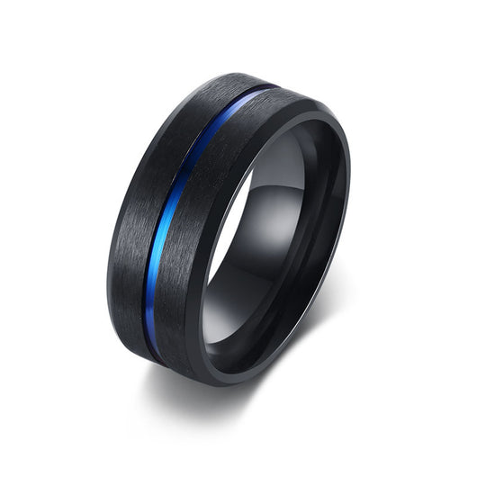 Anillo de Acero Titanio para Hombre con Surcos Bicolor - Image 8