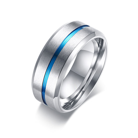 Anillo de Acero Titanio para Hombre con Surcos Bicolor - Image 5