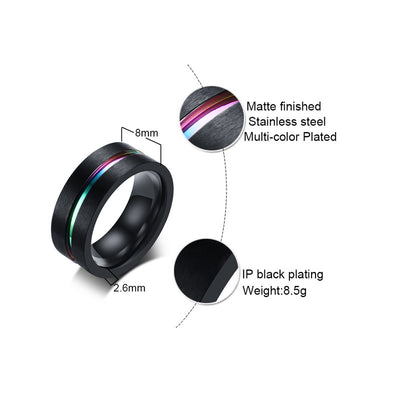 Anillo de Acero Titanio para Hombre con Surcos Bicolor - Image 3