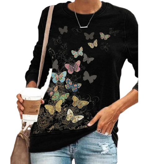 Camiseta Manga Larga Cuello Redondo Estampada para Mujer - Image 10
