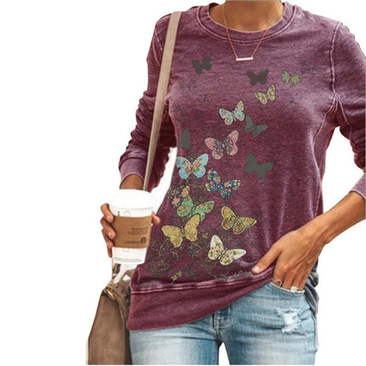 Camiseta Manga Larga Cuello Redondo Estampada para Mujer - Image 2